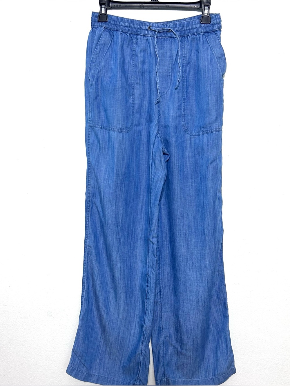 Land’s End Women's Denim Chambray Lyocell Blue Wide Leg Casual Pants 6